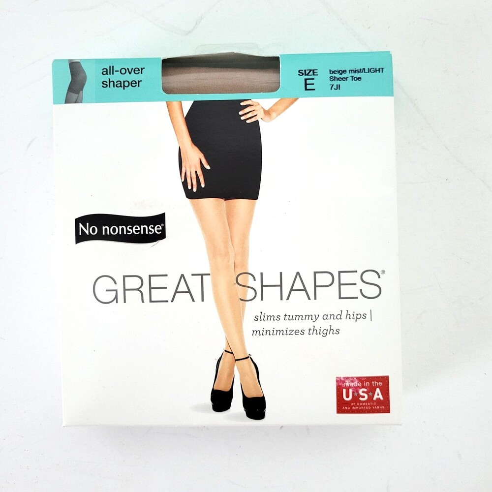 No Nonsense Great Shapes Pantyhose Size E NWT 240-300 Lbs Shaper Beige Mist